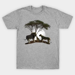 Lion with Moon in Africa - Predator T-Shirt
